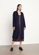 Vince Belted Collarless Coat In Wool And Cashmere