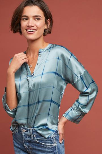 Duet Silk Windowpane Blouse