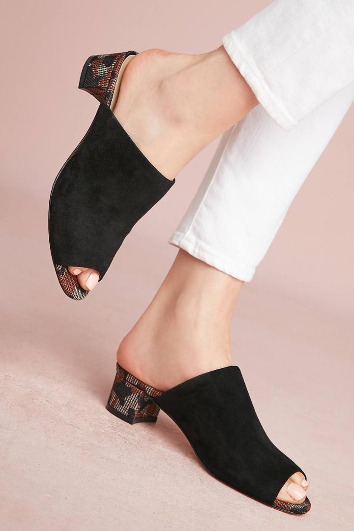 Anthropologie Suede Open-toe Mules