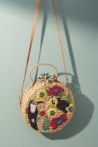 Anthropologie Toucan-embroidered Straw Crossbody