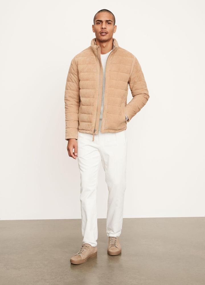 Vince Quilted Suede Zip Jacket