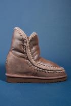 Mou Metallic Shearling-lined Wedge Boots