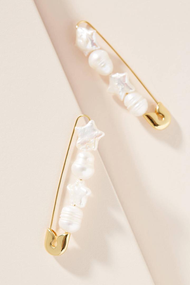 Baublebar Pearl Safety Pin Drop Earrings