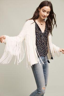 Mes Demoiselles Fringed Walker Cardigan