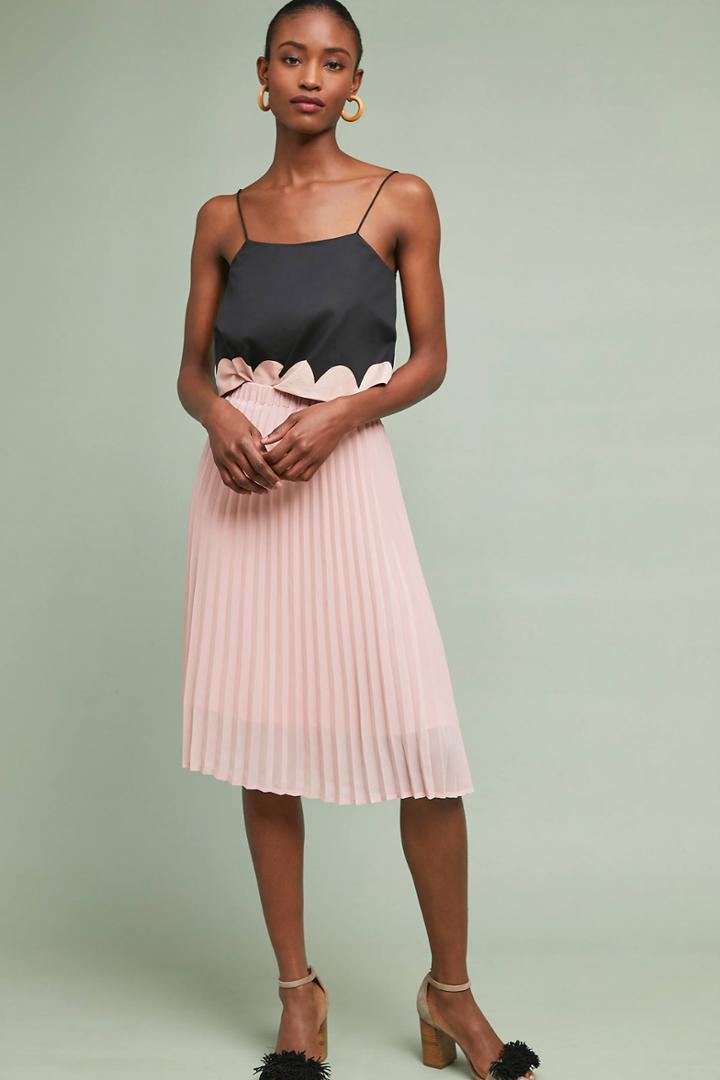 Just Female Pleated Shine Midi Skirt
