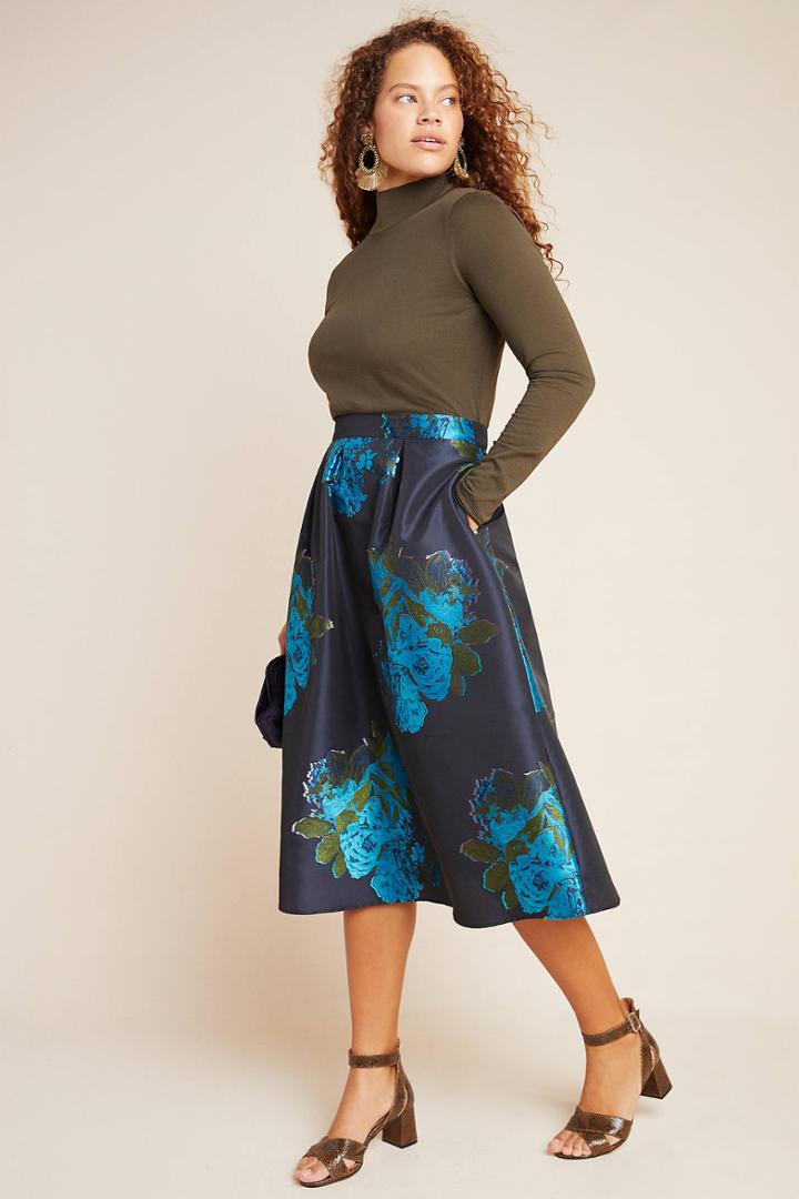 Maeve Ronette Jacquard Midi Skirt