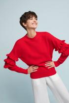 Line & Dot Tiered Ruffles Pulllover