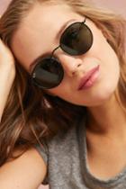 Ray-ban Round Leather-trimmed Sunglasses