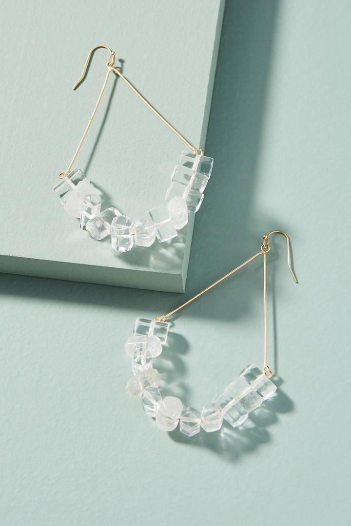 Anthropologie Clear Teardrop Hoop Earrings