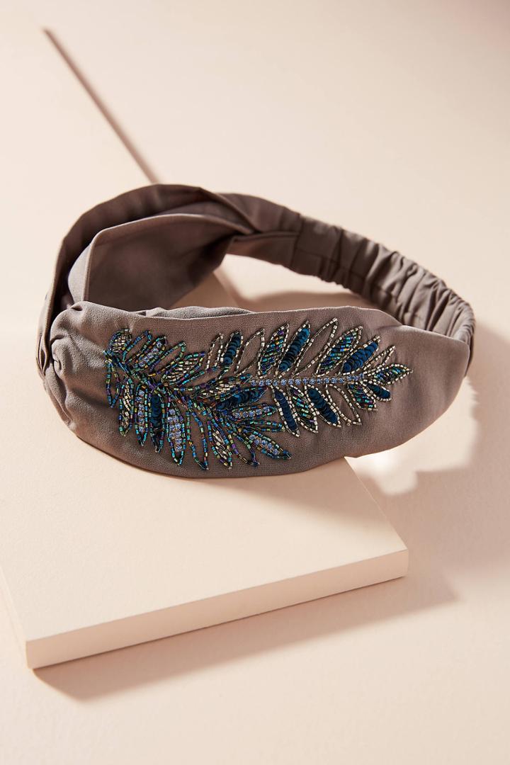 Anthropologie Beaded Leaf Headband