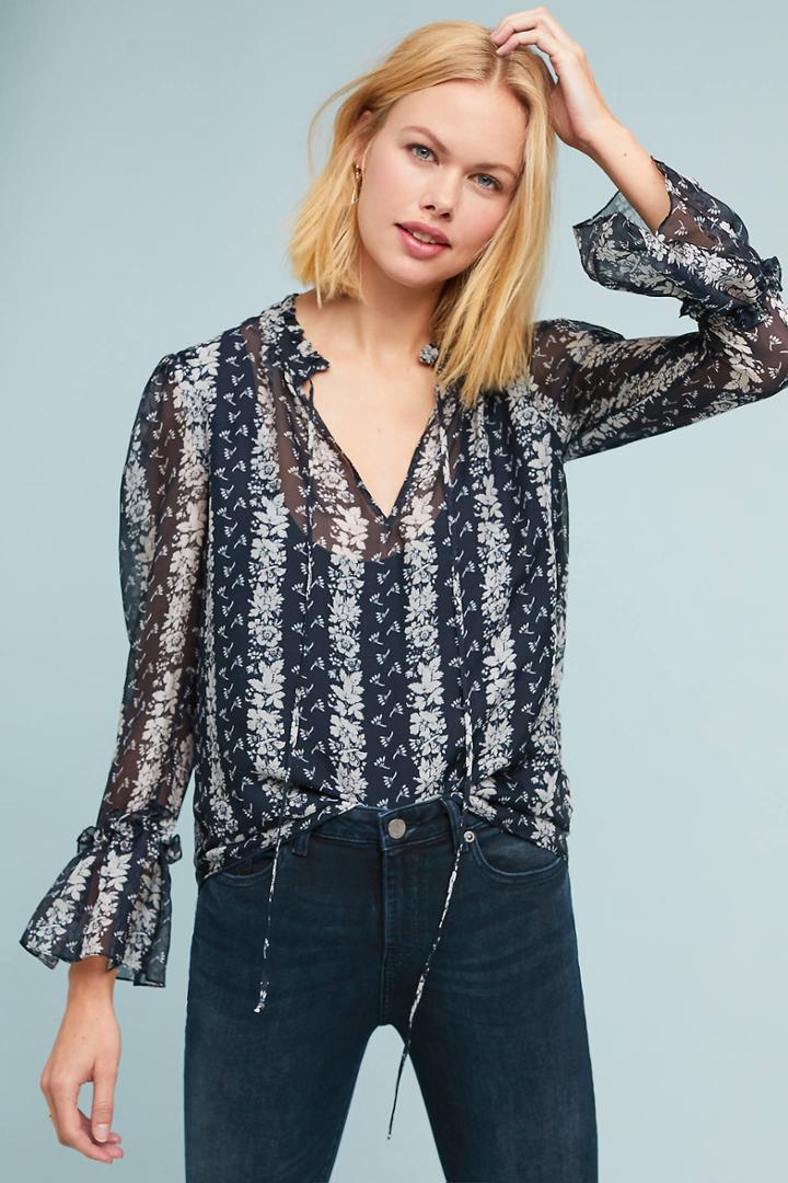 Shoshanna Striped Silk Blouse