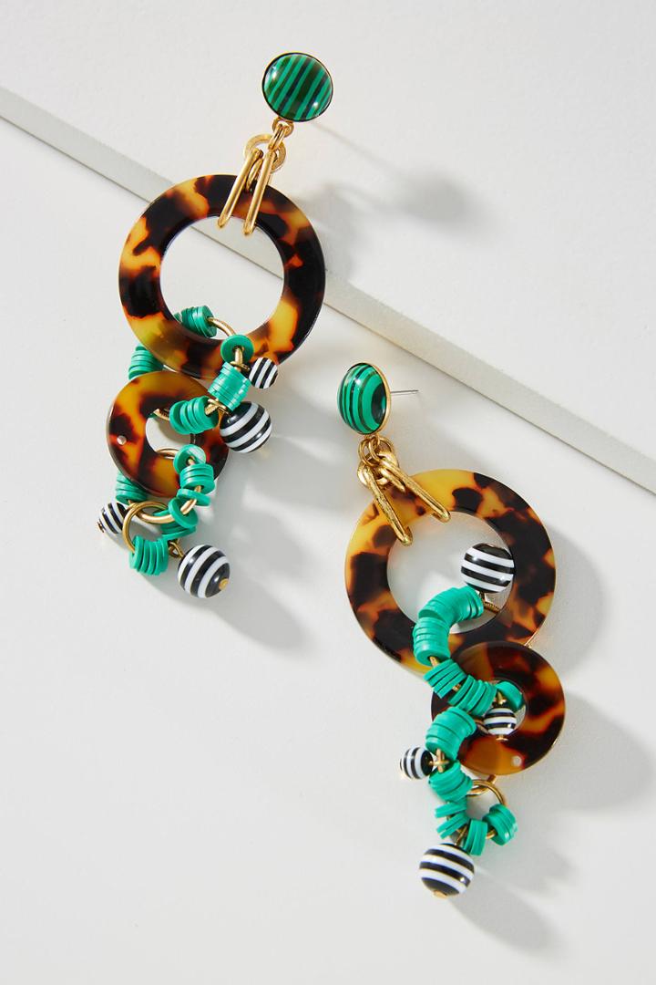 Elizabeth Cole Teal Chain Drop Earrings
