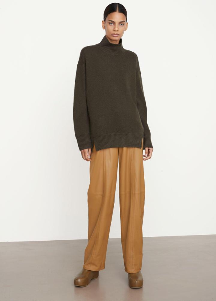 Vince Cashmere Side Slit Turtleneck Sweater