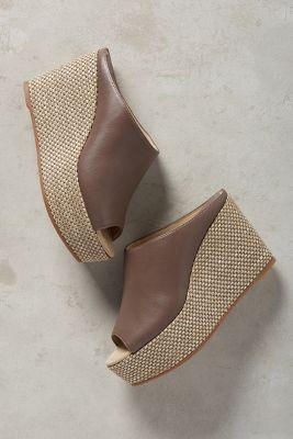 Miss Albright Leather-strap Wedges Dark Grey