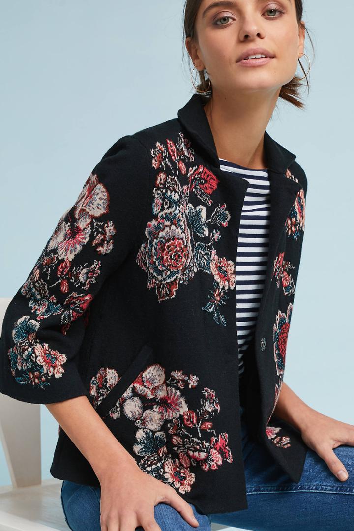Moulinette Soeurs Jacquard Floral Blazer