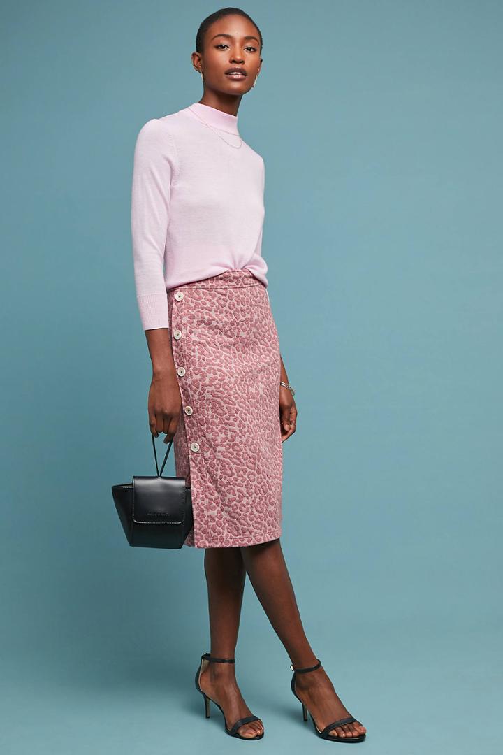 Current Air Buttoned Leopard Pencil Skirt