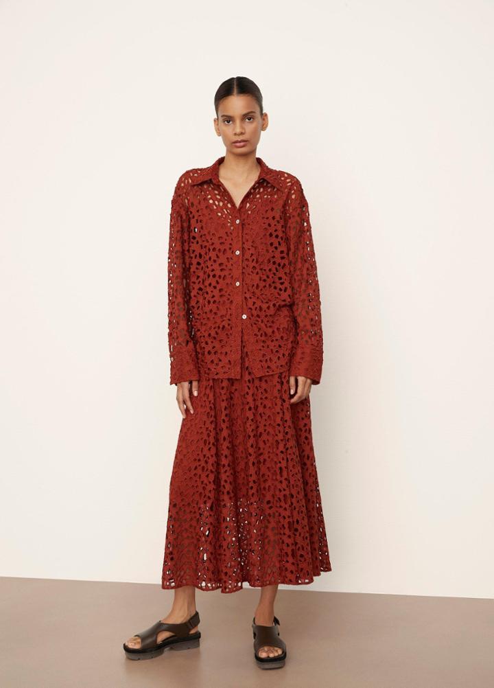 Vince Lace Sculpted Long Sleeve Shirt