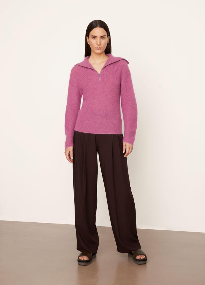 Vince Half Zipped Ribbed Pullover