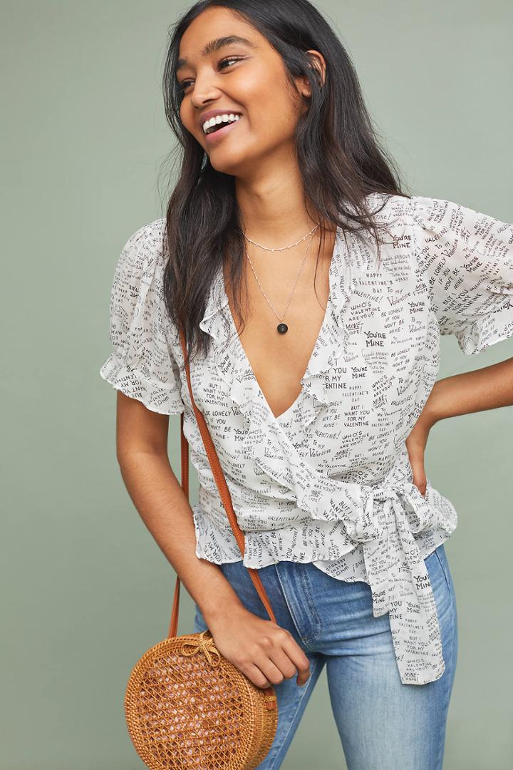 Maeve Love Note Wrap Top