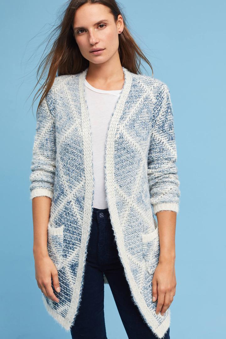 Moth Intarsia Eyelash Cardigan