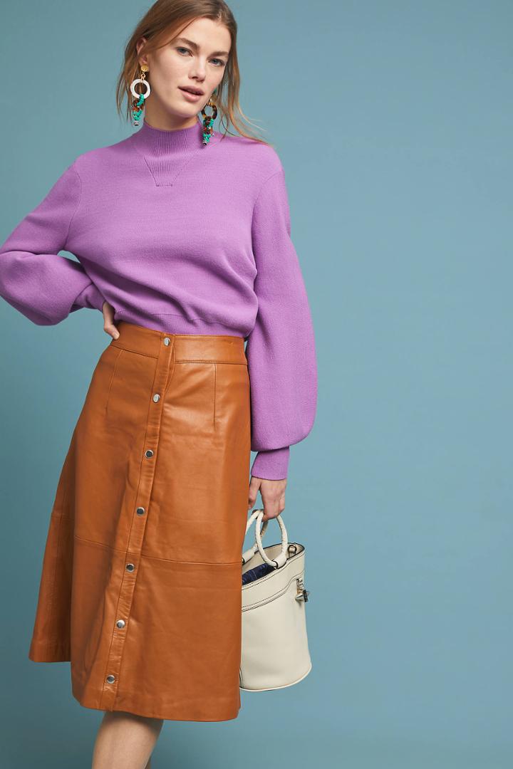 Just Female Leather Button-front Skirt