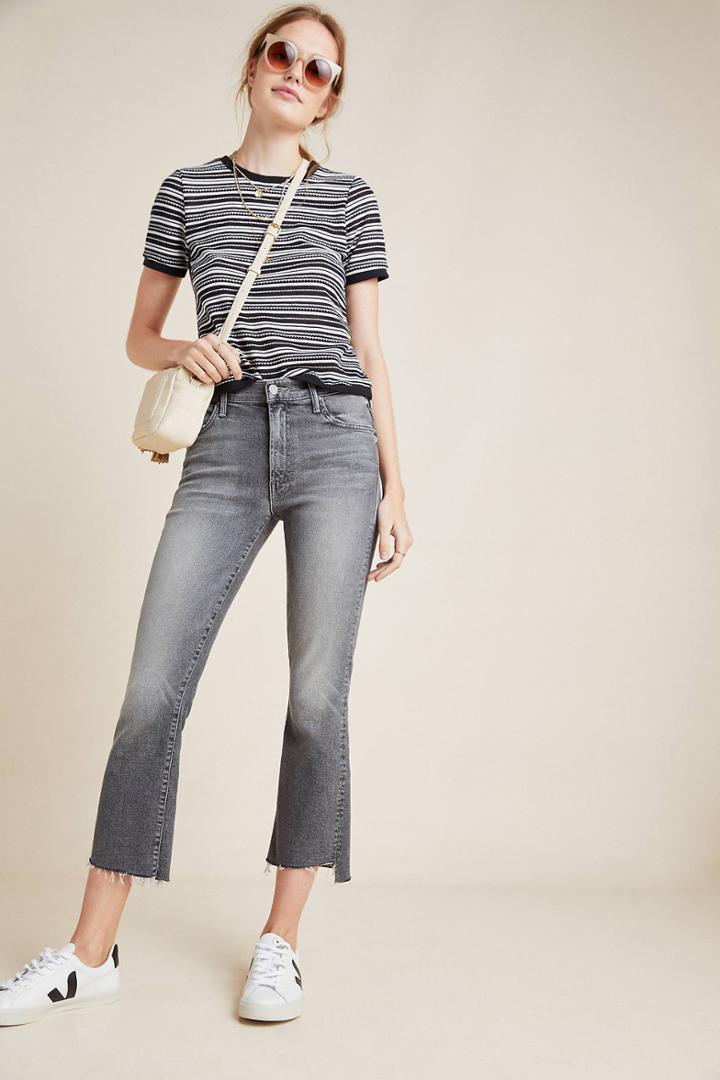 Mother The Insider High-rise Cropped Step Fray Jeans