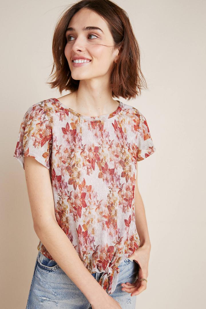 Eva Franco Metallic Floral Top