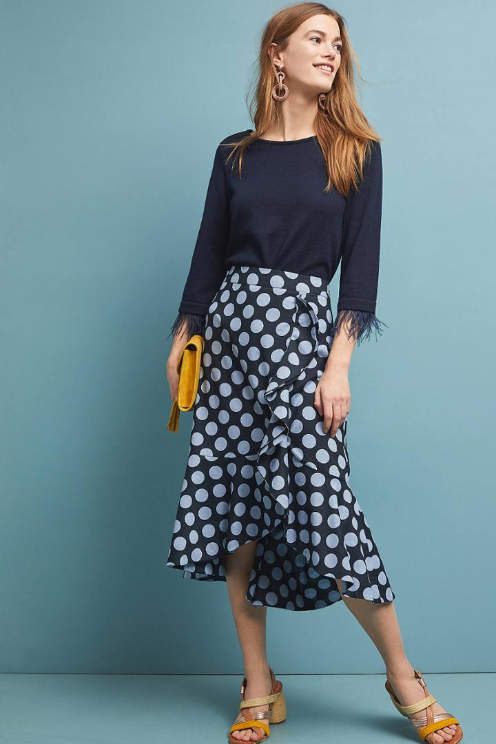 Ranna Gill Polka Dot Midi Skirt