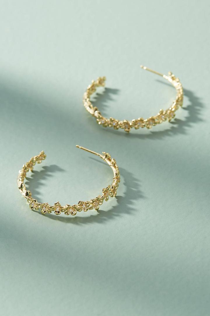 Anthropologie Floral Lattice Hoop Earrings