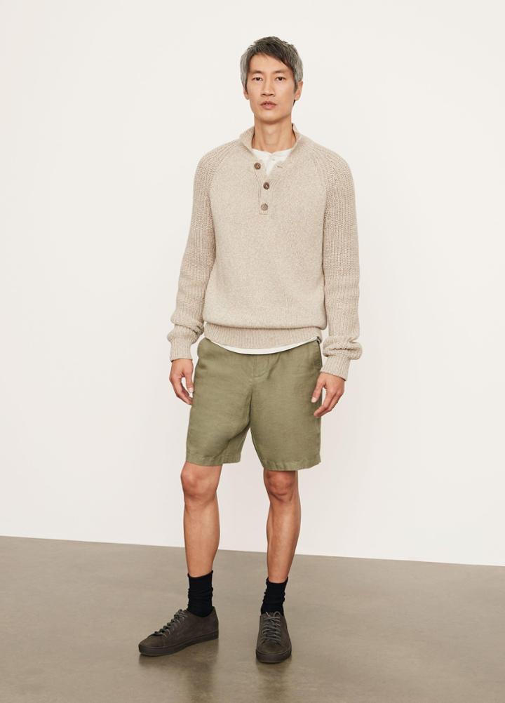 Vince Marled Rib Mock Neck Polo