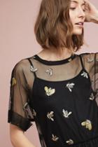 Eva Franco Bee Embroidered Peplum Top
