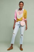 White + Warren Colorblocked Cashmere Sweater