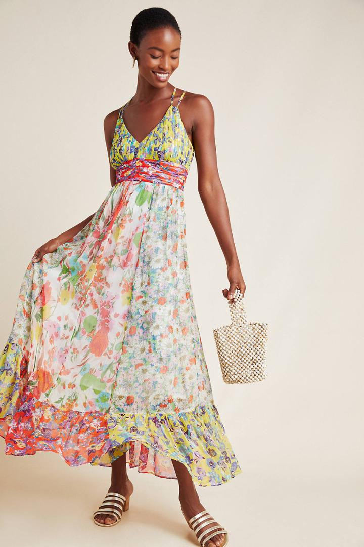 Anthropologie Malibu Floral Maxi Dress