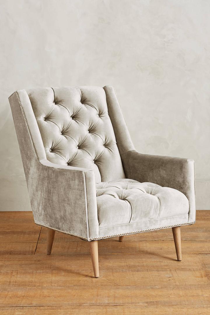 Anthropologie Slub Velvet Booker Armchair