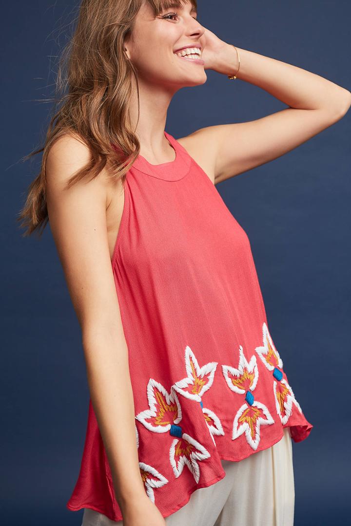 Piper By Townsen Elsa Embroidered Halter Top