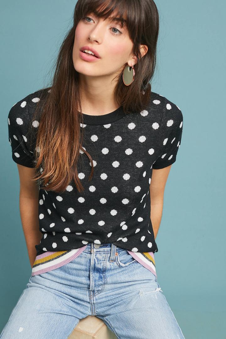 Moth Striped Polka Dot Pullover