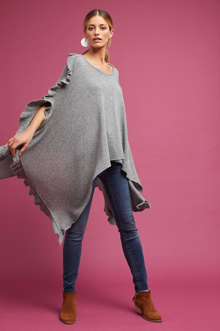 Anthropologie Cascading Ruffles Poncho