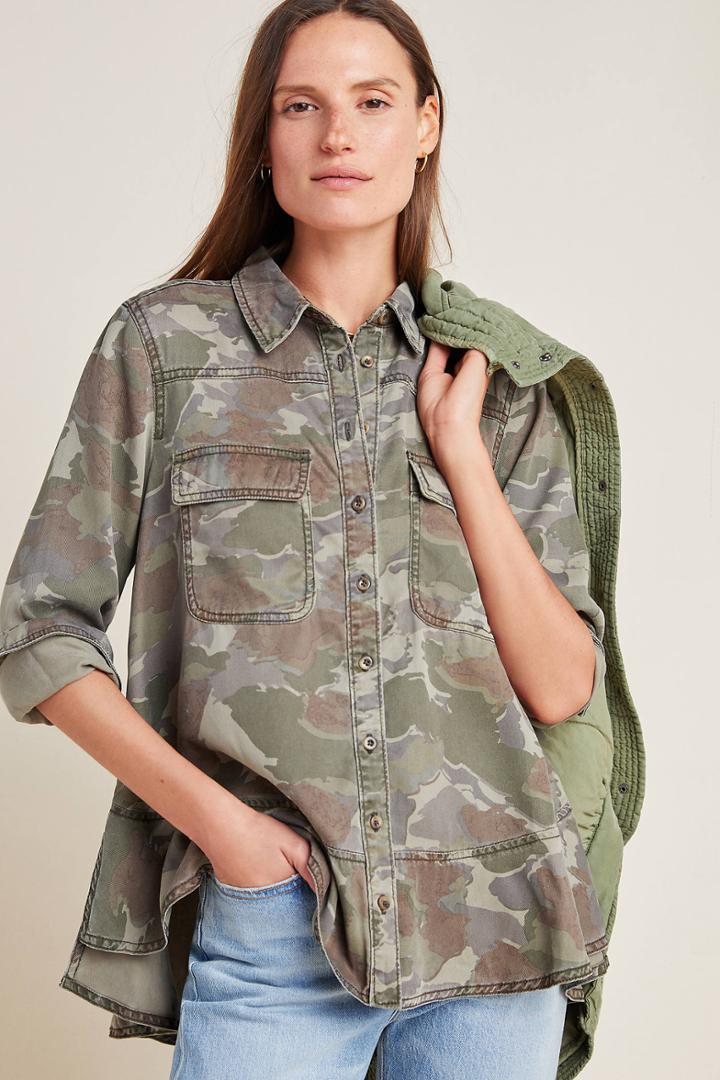 Anthropologie Montana Camo Buttondown