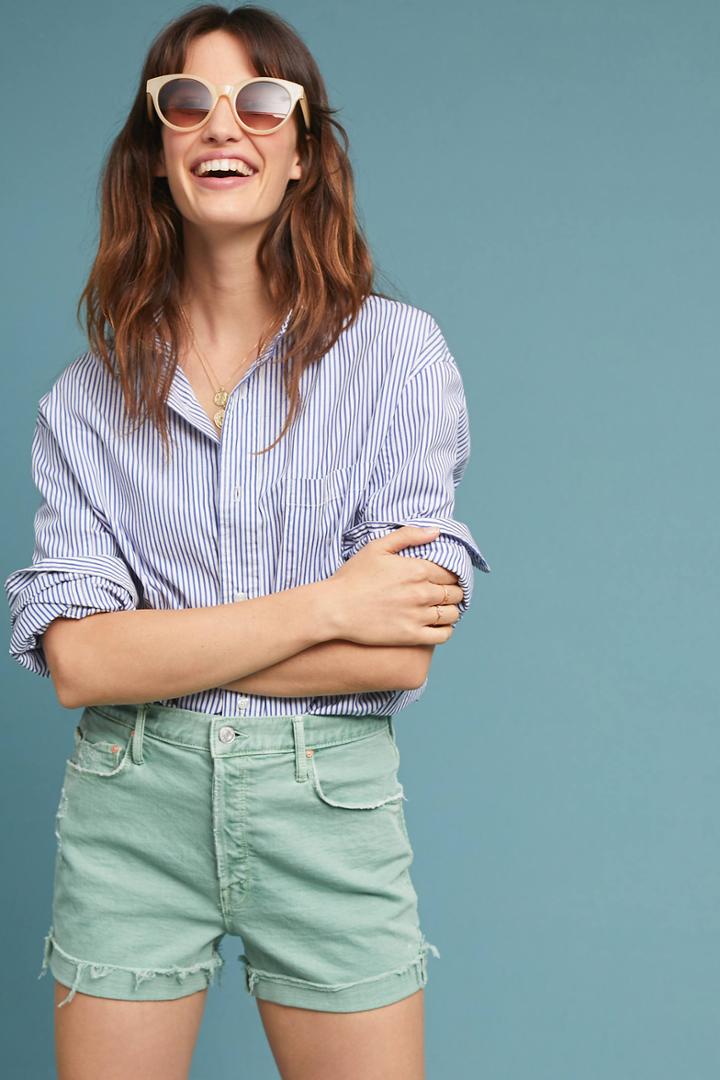 Mother The Improper High-rise Frayed Denim Shorts