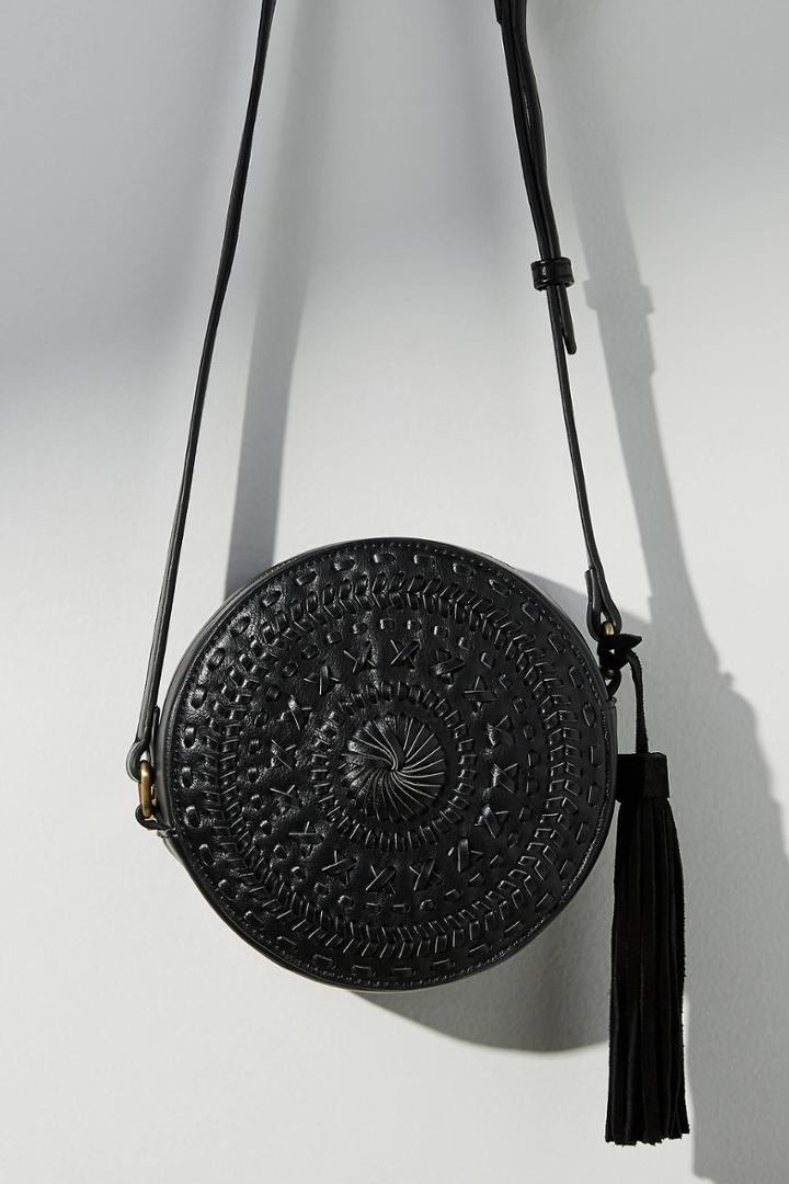 Anthropologie Woven Mini Circle Bag