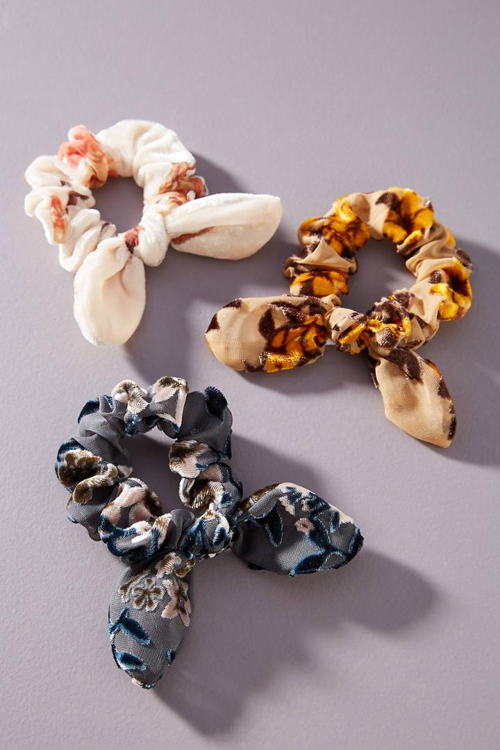 Anthropologie Mary Burnout Velvet Ponytail Holder Set