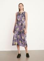 Vince Lilac Micro Pleated Boat Neck Dress