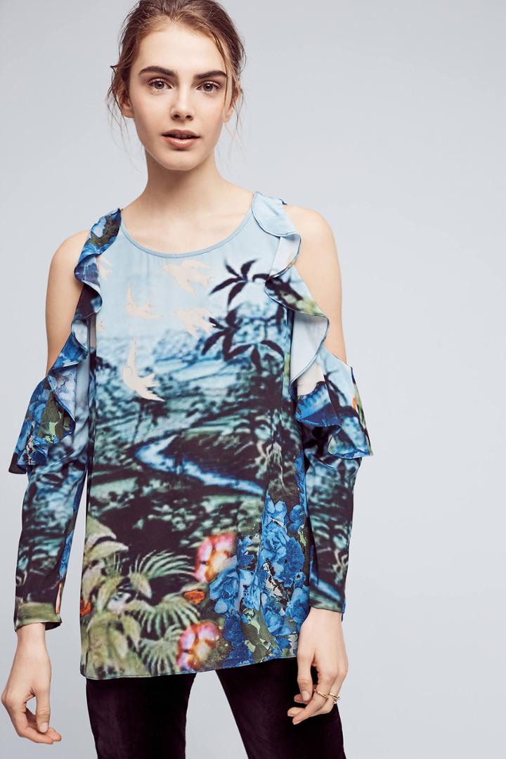 Tracy Reese Paradise Open-shoulder Silk Top