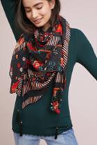 Anthropologie Floral Tasseled Scarf