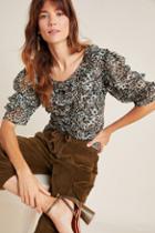 Anthropologie Pilar Ruffled Leopard Blouse
