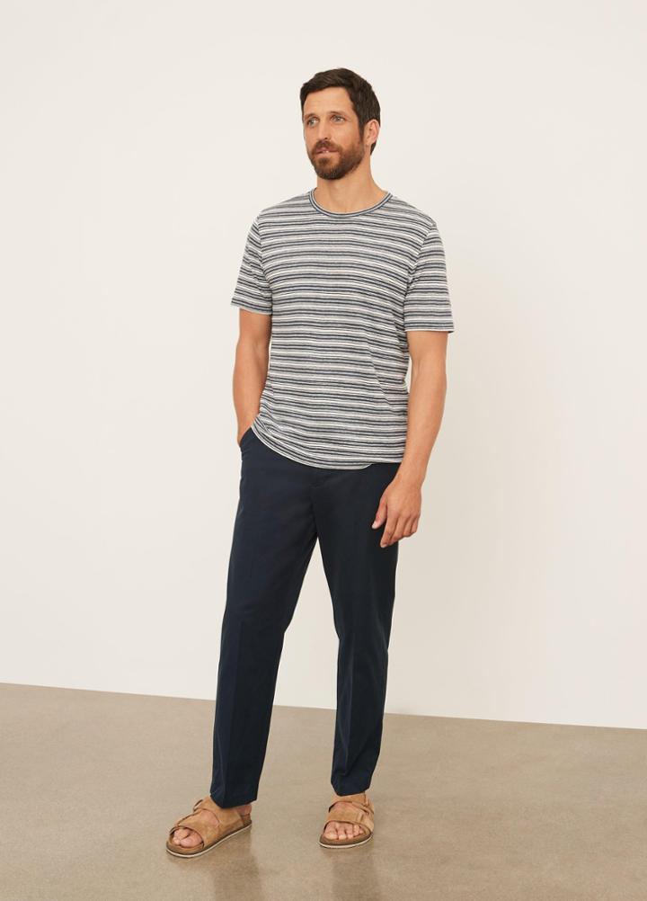 Vince Variegated Stripe Short Sleeve Crew Neck Tee