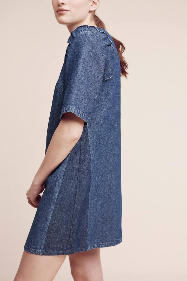 Loup Ruffled Denim Shift Dress