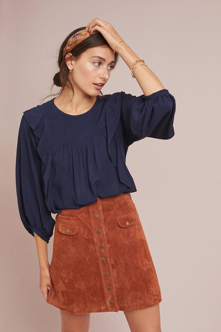 Velvet By Graham & Spencer Yena Ruffled Blouse