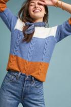 Moth Colorblocked Cable-knit Sweater