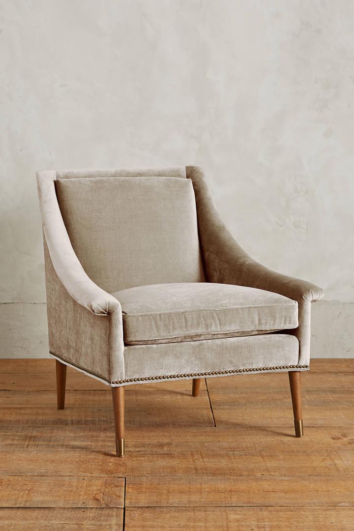 Anthropologie Slub Velvet Tillie Armchair